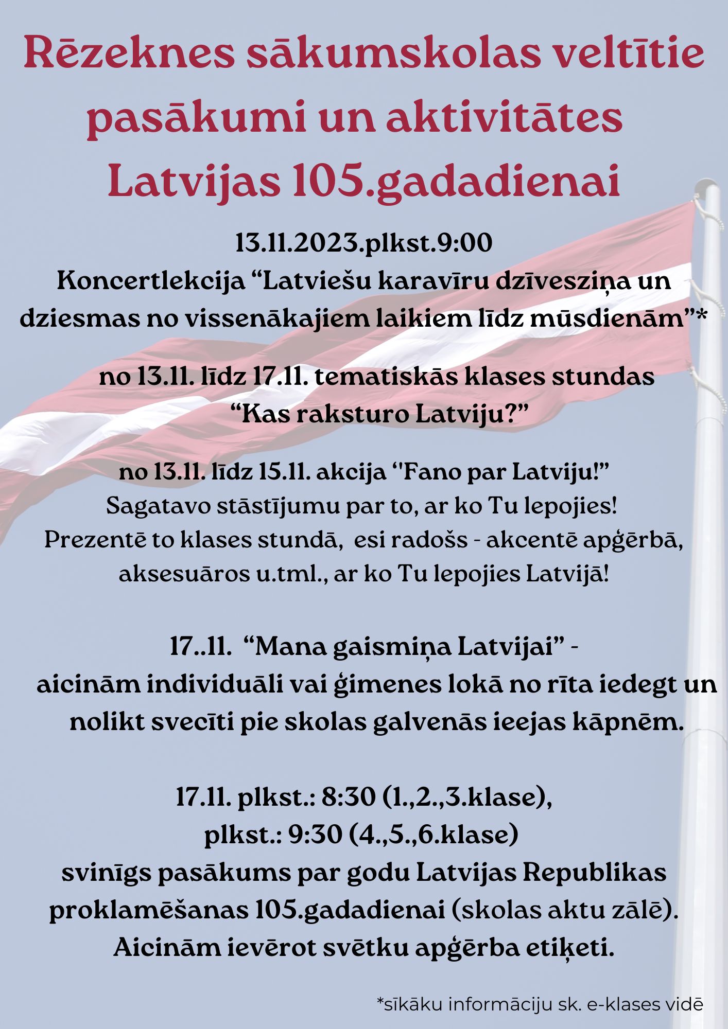 _Rēzeknes sākumskolas veltītie pasākumi un aktivitātes Latvijas 105.gadadienai