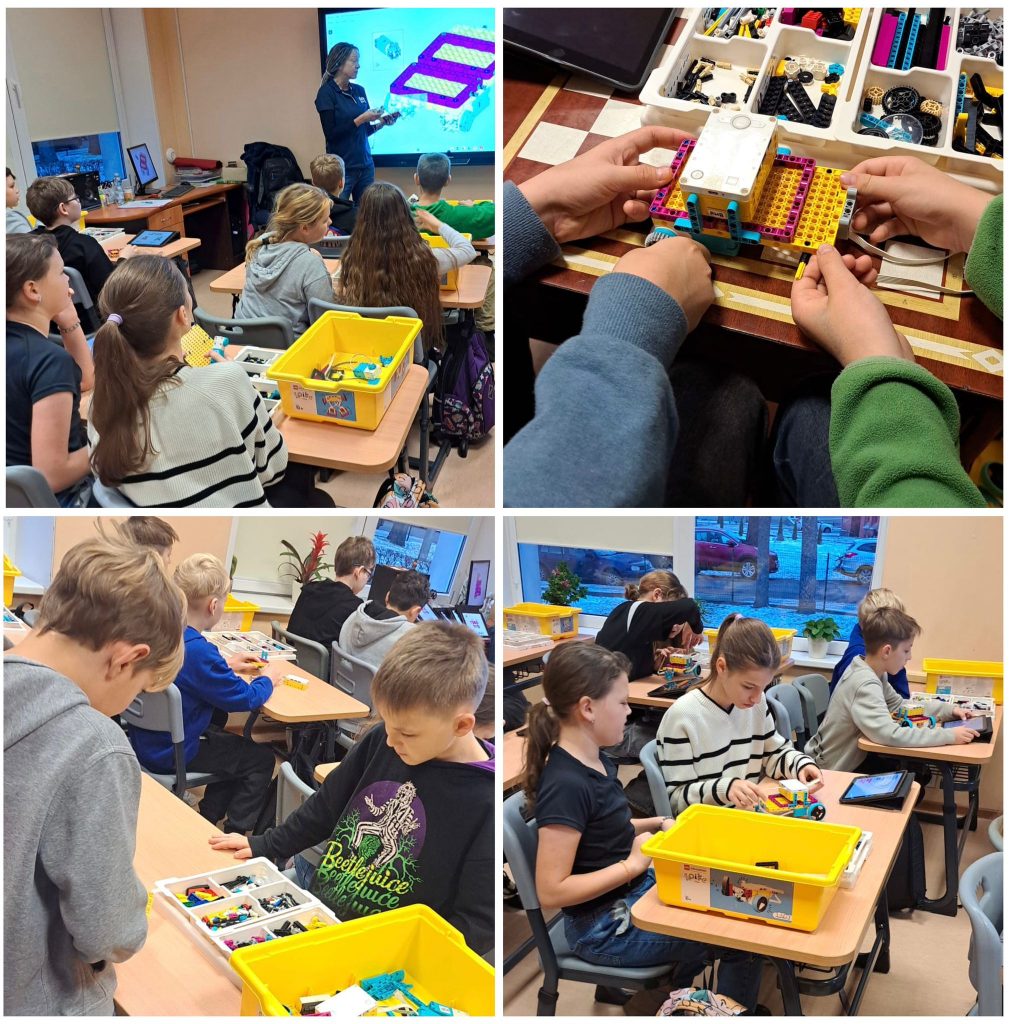 Rēzeknes sākumskolas skolēni Robotikas skolas ROBO HUB organizētajā nodarbībā "Konstruējam programmvadāmu robotu i-Robotu"